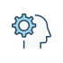 Human head with the gear icon