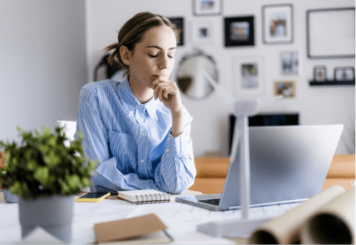 Woman looking at computer