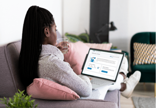 Woman looking at computer