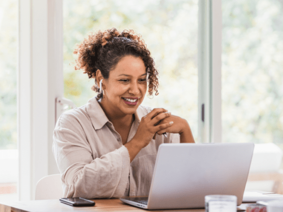 Woman looking at computer