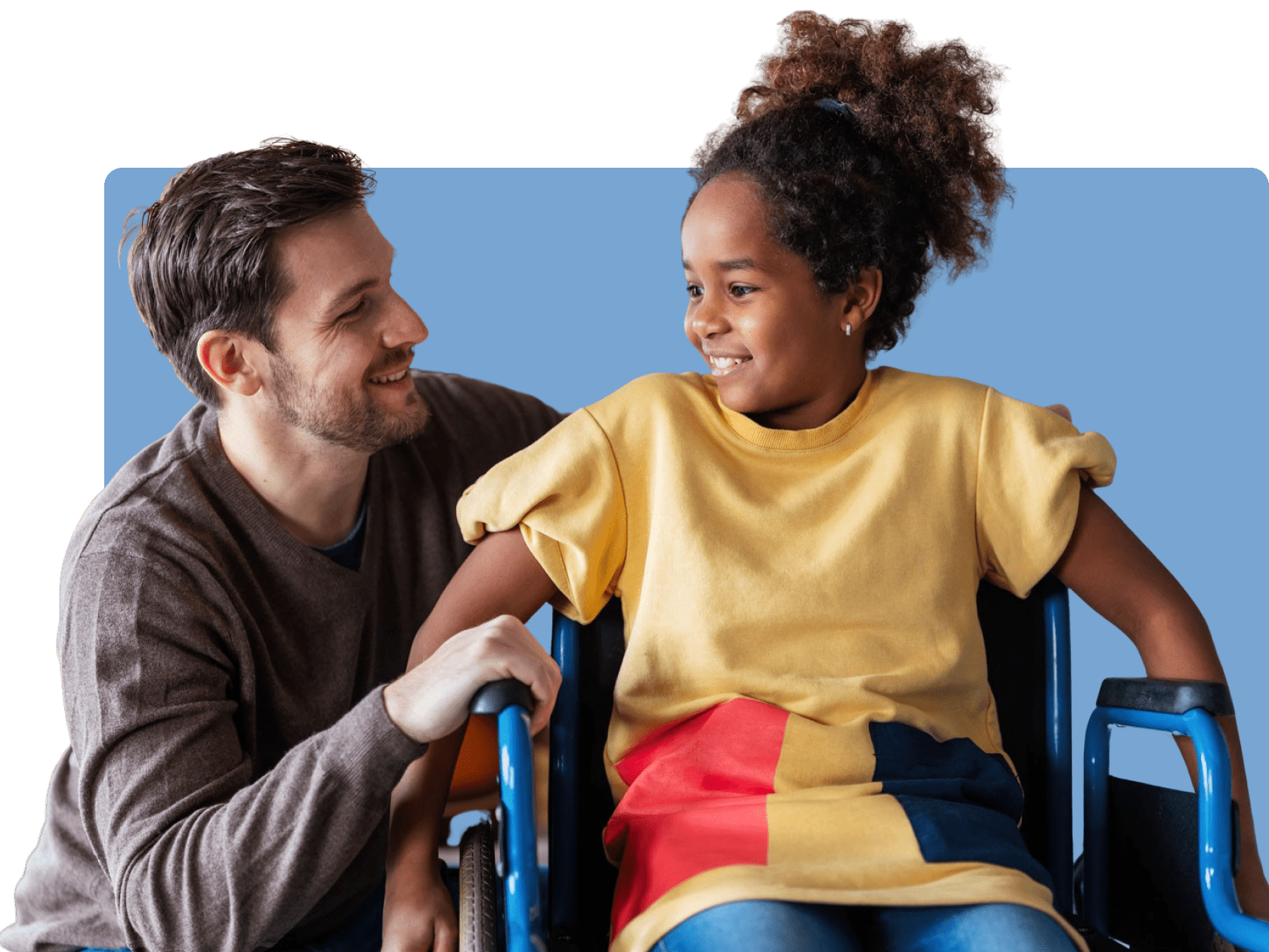father and daughter smiling