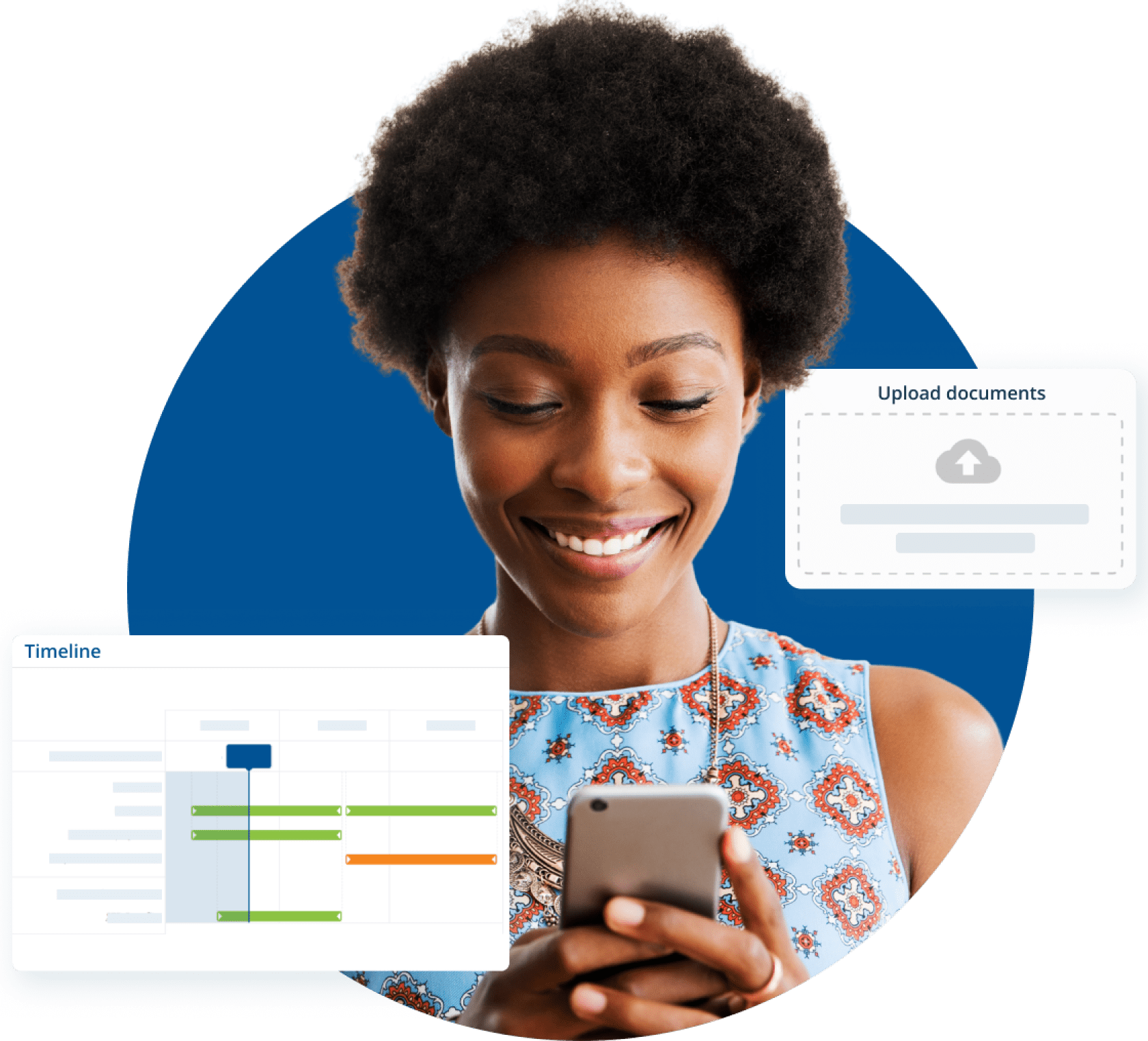 woman smiling at phone