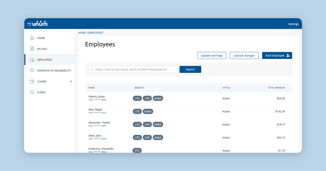 Administration dashboard