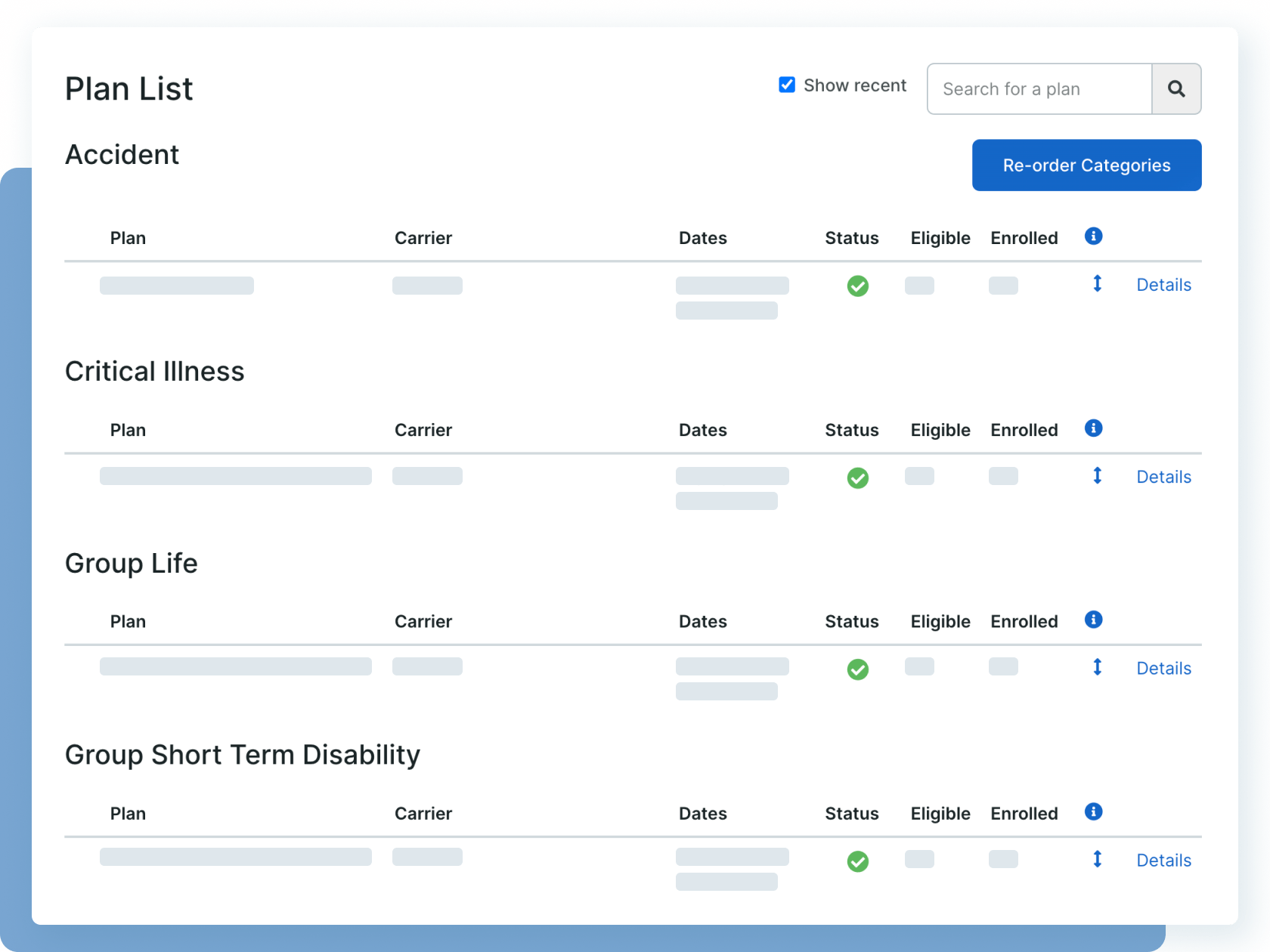 Automated plan setup screens