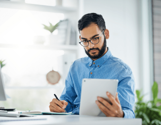 User taking notes