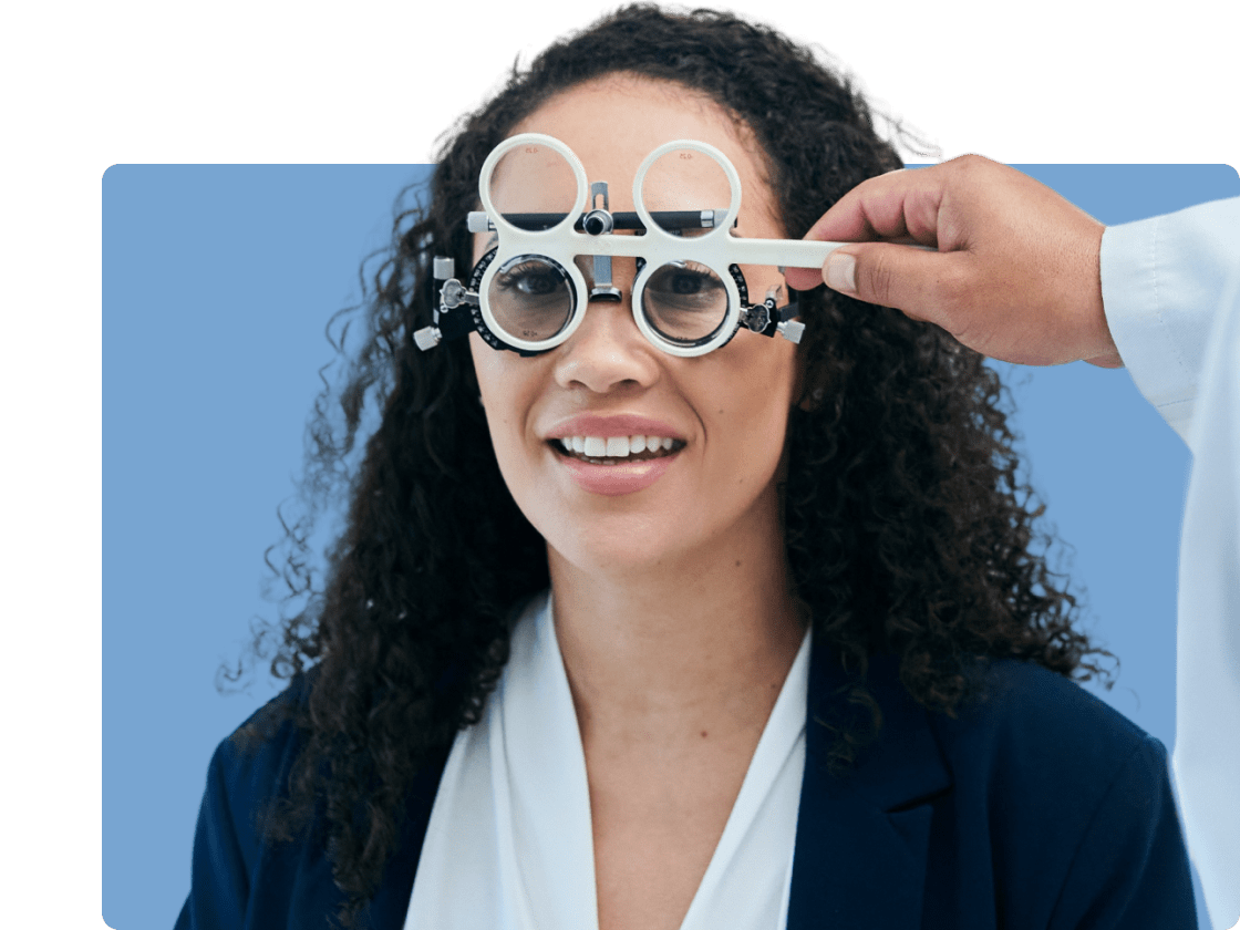 patient given eye exam